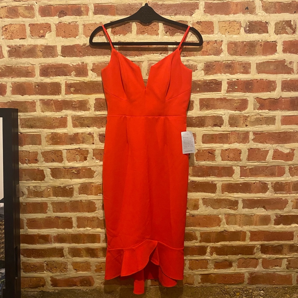 Red Bardot midi dress- never worn tags on